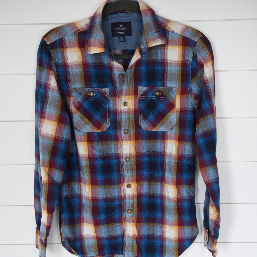 American Eagle Plaid Button Down Shirt- Men's XS